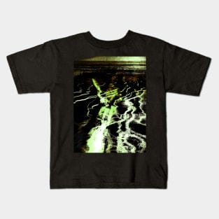 Digital collage, special processing. Person holding his hand, field, energy waves. Beautiful. Green. Kids T-Shirt
